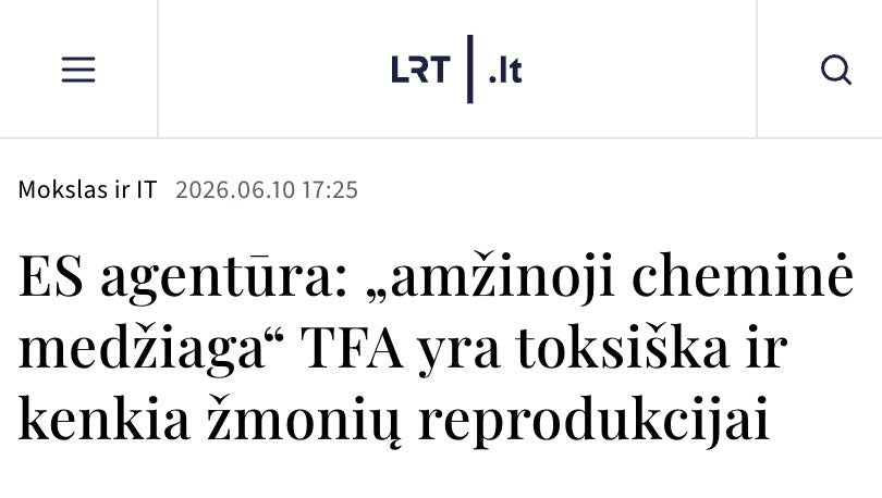 ES agentūra: „amžinoji cheminė medžiaga“ TFA yra toksiška